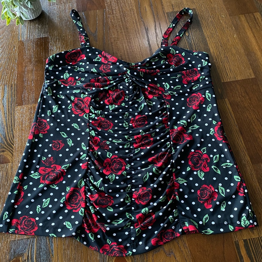 Torrid Black Polka Dot and Floral Tank